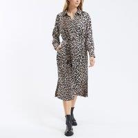 Cedia Recycled Shirt Dress in Leopard Print with Long Sleeves