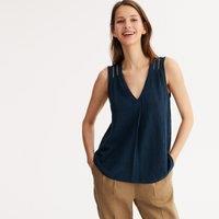 Linen V-Neck T-Shirt with Short Sleeves