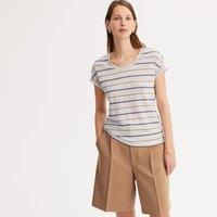 Striped Linen T-Shirt with Crew Neck and Short Sleeves