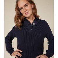 Cotton Half Zip Jumper in Chunky Knit