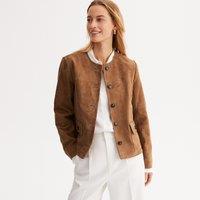 Jacket with Snap Button Fastening, in Goatskin Leather