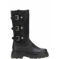 Leather Biker Calf Boots