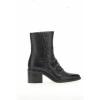 Ruched Leather Ankle Boots with Pointed Toe