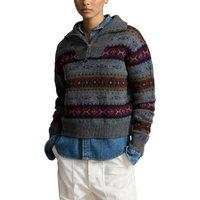 Wool Half Zip Jumper in Striped Print