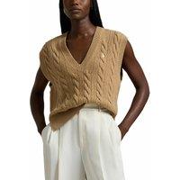 Knitted Vest Top in Wool/Cashmere with Chest Logo and V-Neck