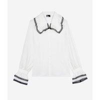 Silk Blouse with Lace-Trimmed Peter Pan Collar