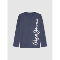 Logo Print Cotton T-Shirt with Long Sleeves