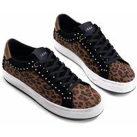 Suede Low Top Trainers in Leopard Print