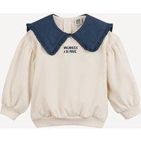Fleece Sweatshirt with Peter Pan Collar in Denim