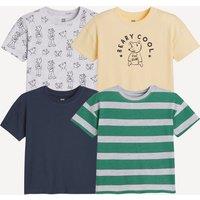 Pack of 4 T-Shirts with Teddy Bear/Striped Print
