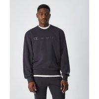 Cotton Mix Sweatshirt with Large Embroidered Logo and Crew Neck