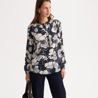 Floral Grandad Collar Blouse