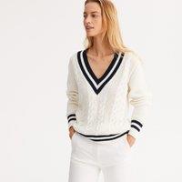 Cable Knit Jumper with V-Neck