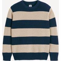 Striped Chunky Knit Jumper with Crew Neck