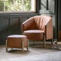 Thorpes Rounded Leather Tub Armchair with Oak Legs