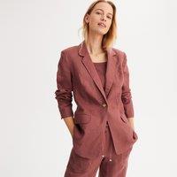 Slim-Fit Long Jacket in Pure Linen