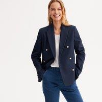 Fitted, Double-Breasted Blazer Jacket