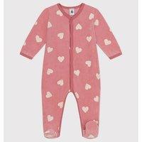 Heart Print Velour Sleepsuit