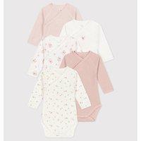 Pack of 5 Bodysuits in Cotton with Long Sleeves