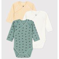 Pack of 3 Bodysuits in Cotton with Long Sleeves