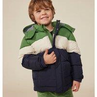 Colour Block Padded Jacket with Hood