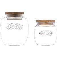 Set of 2 Universal Jars with Wooden Lid