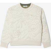 Floral Print Cotton Sweatshirt with High Neck