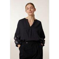 Club Wool Blouse with Long Embroidered Sleeves