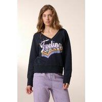 Shavi Cotton Blend Sweatshirt with V-Neck