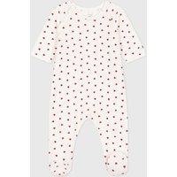 Heart Print Velour Sleepsuit