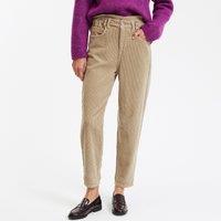 Cotton Corduroy Boyfriend Trousers with High Waist