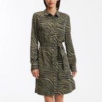 Buttoned Mini Shirt Dress in Animal Print