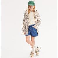 Hooded Waxed Jacket with Leopard Print