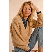 Pointelle Knit Cardigan with V-Neck