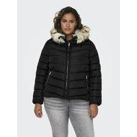 Hooded Quilted Padded Jacket with Faux Fur Trim