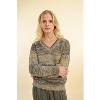 V-Neck Jumper in Multicolour Marl Knit