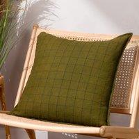 Linen Grid Check Feather Filled Cushion