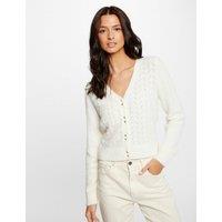 Cropped V-Neck Cardigan in Fine Knit