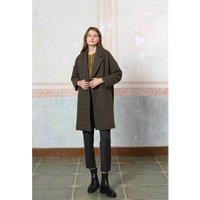 Wool Mid-Length Coat in Check Print with Tailored Collar