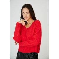 Chunky Knit Jumper with V-Neck