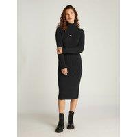 Turtleneck Knee-Length Jumper Dress in Cotton