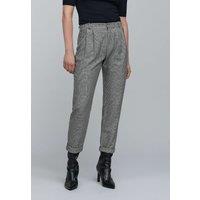 Pleat Front Cigarette Trousers in Prince of Wales Check