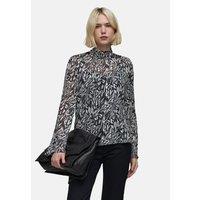 Zebra Print Blouse with High Neck and Long Sleeves