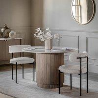 Manor Round Carrera Marble and Mango Wood Dining Table (Seats 4)