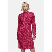 Origami Print Pleated Dress with Long Sleeves