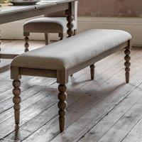 Ames Linen Upholstered 3 Seater Dining Bench with Pompom Legs (145cm)