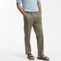 Canvas Straight Trousers with Elasticated Waistband