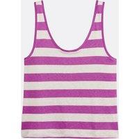 Striped Linen Vest with Crew Neck