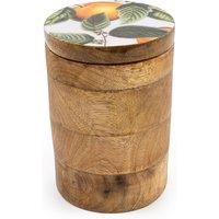 Small Orange Blossom White Storage Canister in Mango Wood