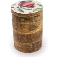 Small Pomegranate White Storage Canister in Mango Wood